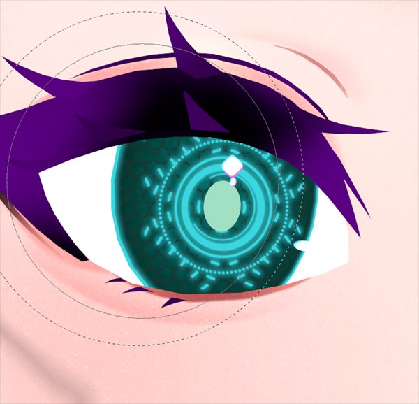 Close-up of the circuit-pattern eye