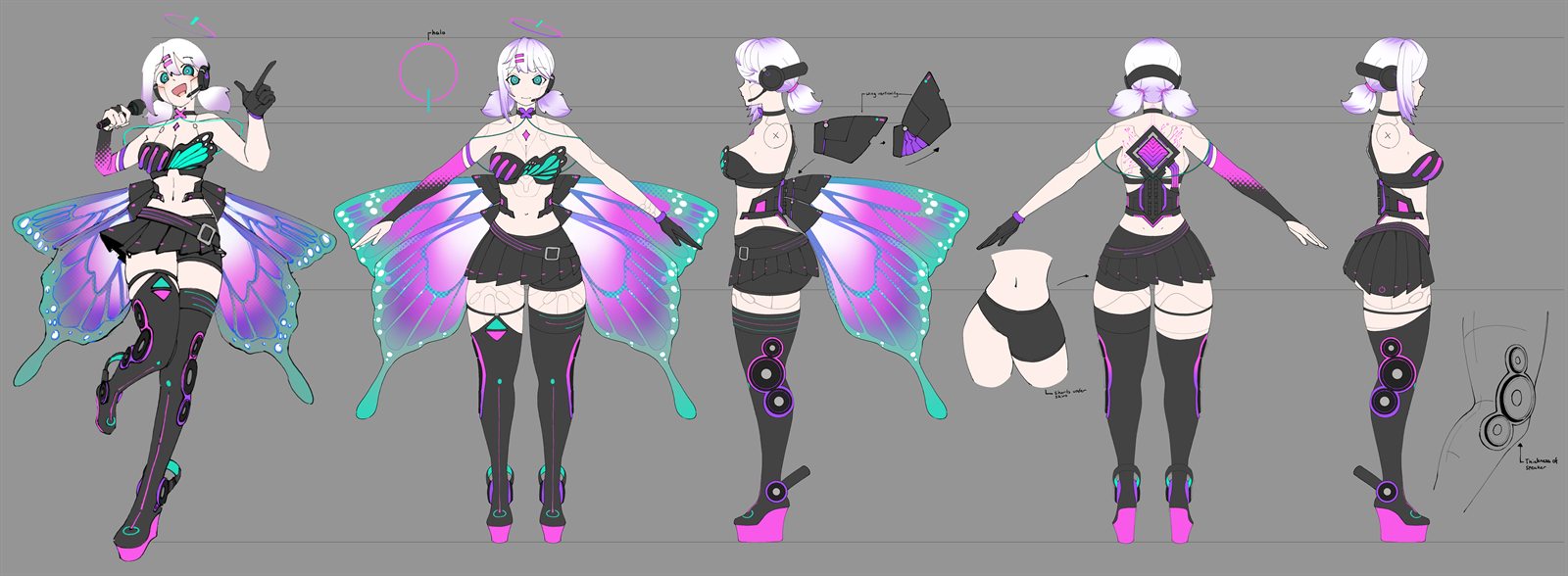 Full color reference sheet with turnaround poses